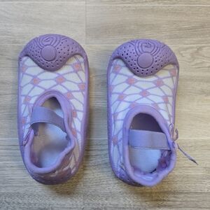 Anti-Slip Baby Toddler Purple Gripper Sock Shoes Knit Walker Rubber Sole 18-24M